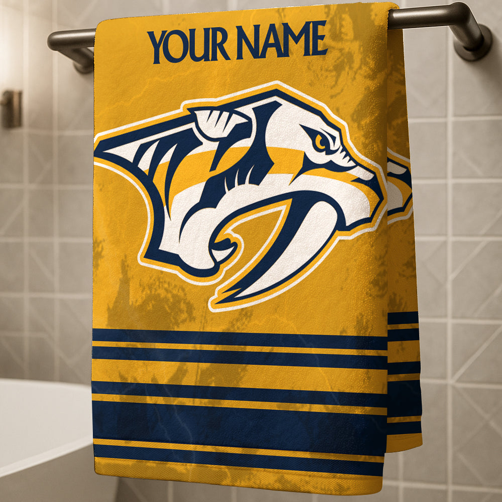 LIMITED EDITION - NEW CUSTOMIZED NHL31 NVP NASHVILLE PREDATORS BEACH & BATH TOWEL