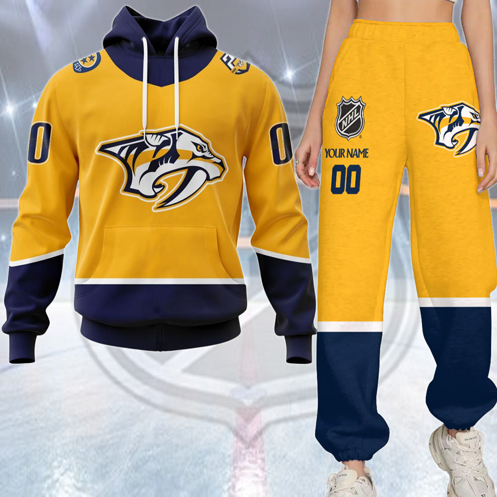 LIMITED EDITION - NEW CUSTOMIZED NHL31 NVP NASHVILLE PREDATORS COMBO HOODIE & LONGPANTS