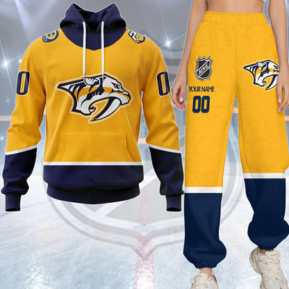 LIMITED EDITION - NEW CUSTOMIZED NHL31 NVP NASHVILLE PREDATORS COMBO HOODIE & LONGPANTS