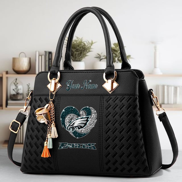 LIMITED EDITION - NEW CUSTOMIZED NFL02 PPE PHILADELPHIA EAGLES ZIP HANDBAG MULTICOLOR