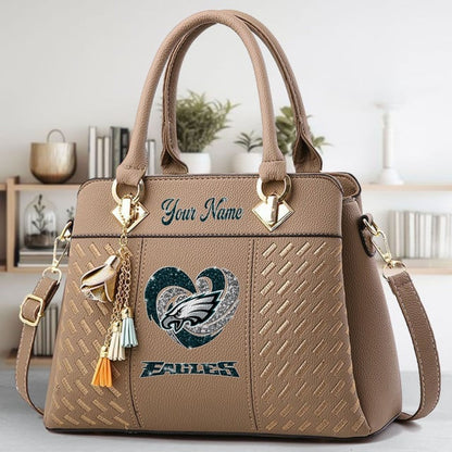 LIMITED EDITION - NEW CUSTOMIZED NFL02 PPE PHILADELPHIA EAGLES ZIP HANDBAG MULTICOLOR
