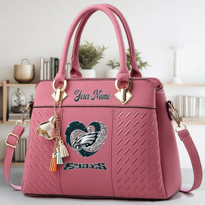 LIMITED EDITION - NEW CUSTOMIZED NFL02 PPE PHILADELPHIA EAGLES ZIP HANDBAG MULTICOLOR