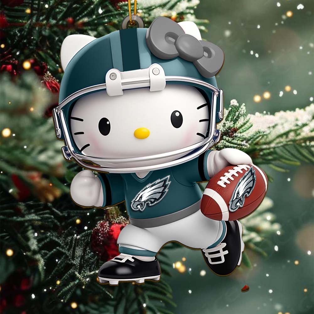 LIMITED EDITION - NEW CUSTOMIZED NFL02 PPE PHILADELPHIA EAGLES HELLO KITTY ACRYLIC ORNAMENT