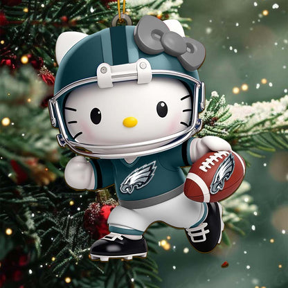 LIMITED EDITION - NEW CUSTOMIZED NFL02 PPE PHILADELPHIA EAGLES HELLO KITTY ACRYLIC ORNAMENT