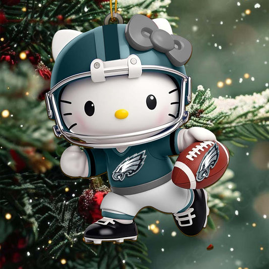 LIMITED EDITION - NEW CUSTOMIZED NFL02 PPE PHILADELPHIA EAGLES HELLO KITTY ACRYLIC ORNAMENT