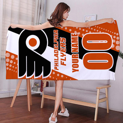 LIMITED EDITION - NEW CUSTOMIZED NHL27 PPF PHILADELPHIA FLYERS BEACH & BATH TOWEL