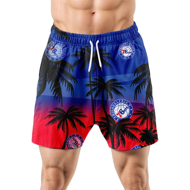 LIMITED EDITION - NEW CUSTOMIZED NBA26 P76 PHILADELPHIA 76ERS UNISEX HAWAIIAN SHIRT & SHORTS SET