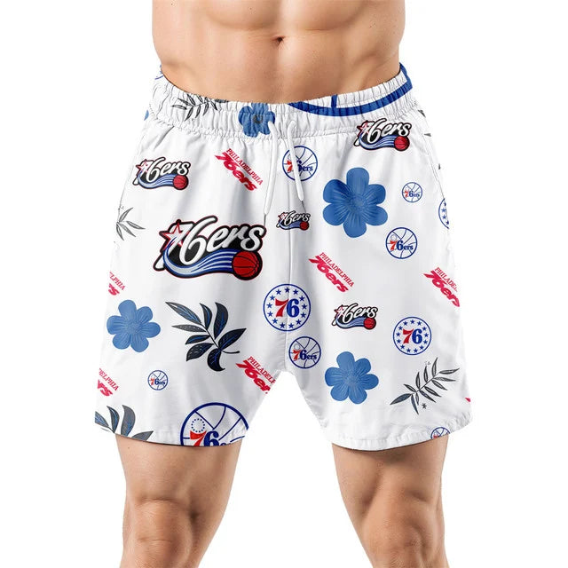 LIMITED EDITION - NEW CUSTOMIZED NBA26 P76 PHILADELPHIA 76ERS UNISEX HAWAIIAN SHIRT & SHORTS SET