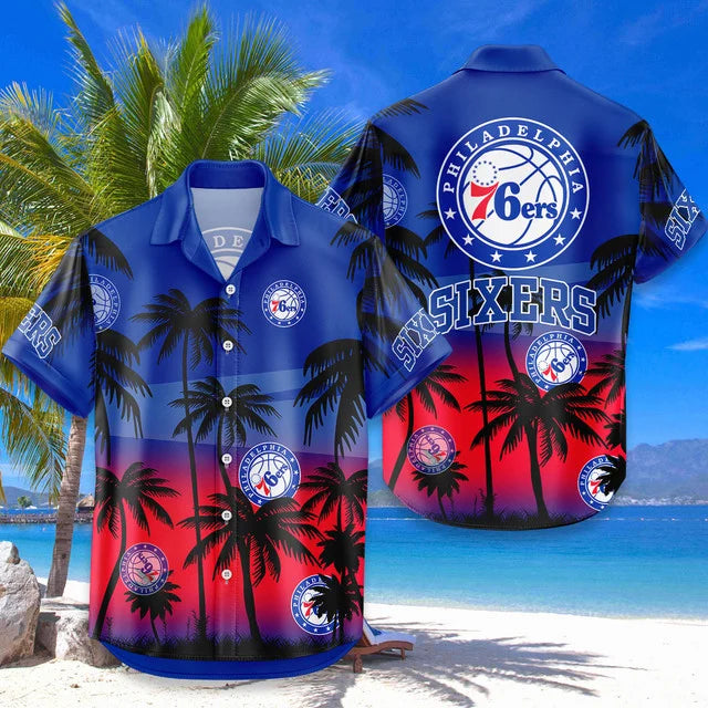 LIMITED EDITION - NEW CUSTOMIZED NBA26 P76 PHILADELPHIA 76ERS UNISEX HAWAIIAN SHIRT & SHORTS SET