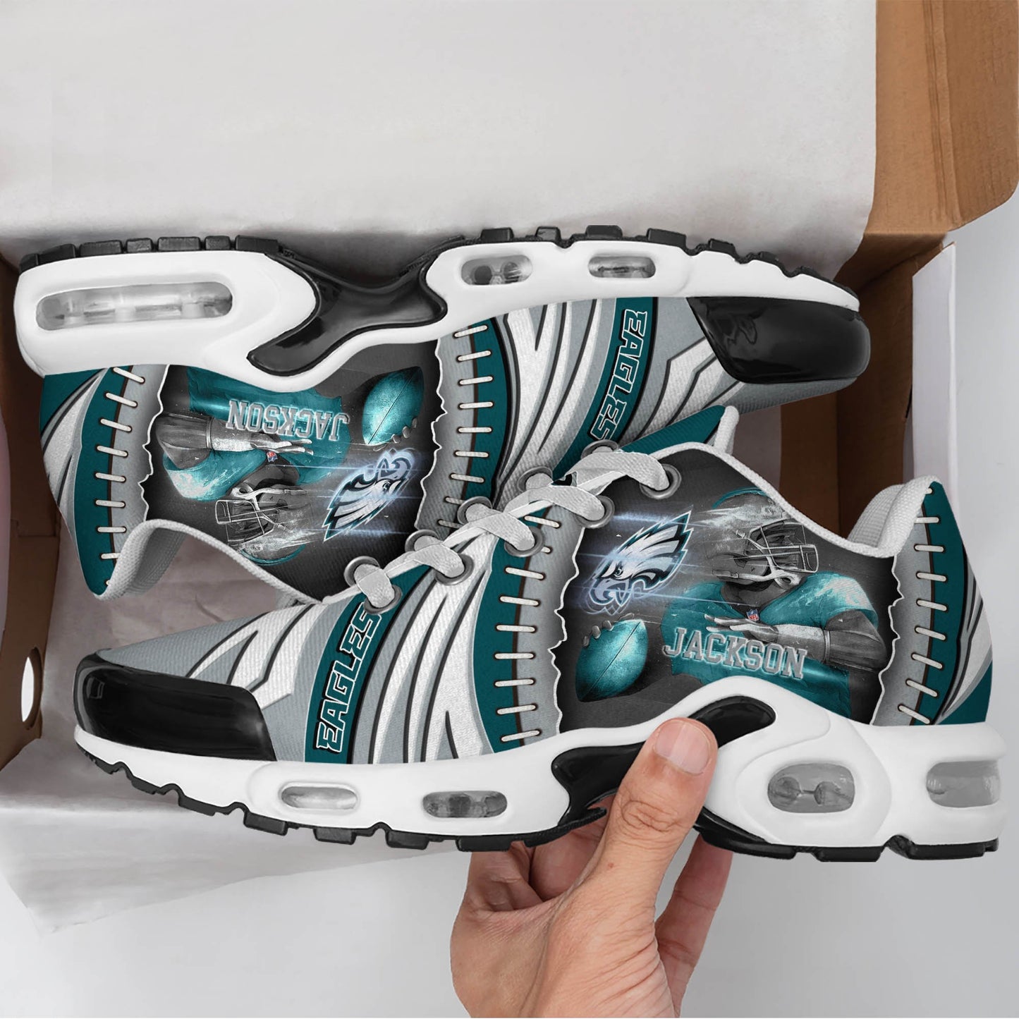 LIMITED EDITION - NEW CUSTOMIZED NFL02 PPE PHILADELPHIA EAGLES UNISEX AIR MAX PLUS SNEAKERS
