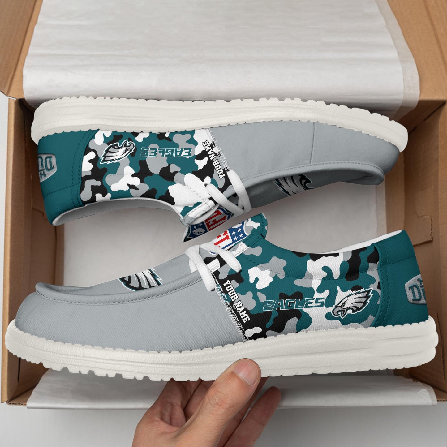 LIMITED EDITION - NEW CUSTOMIZED NFL02 PPE PHILADELPHIA EAGLES LOAFER SHOES