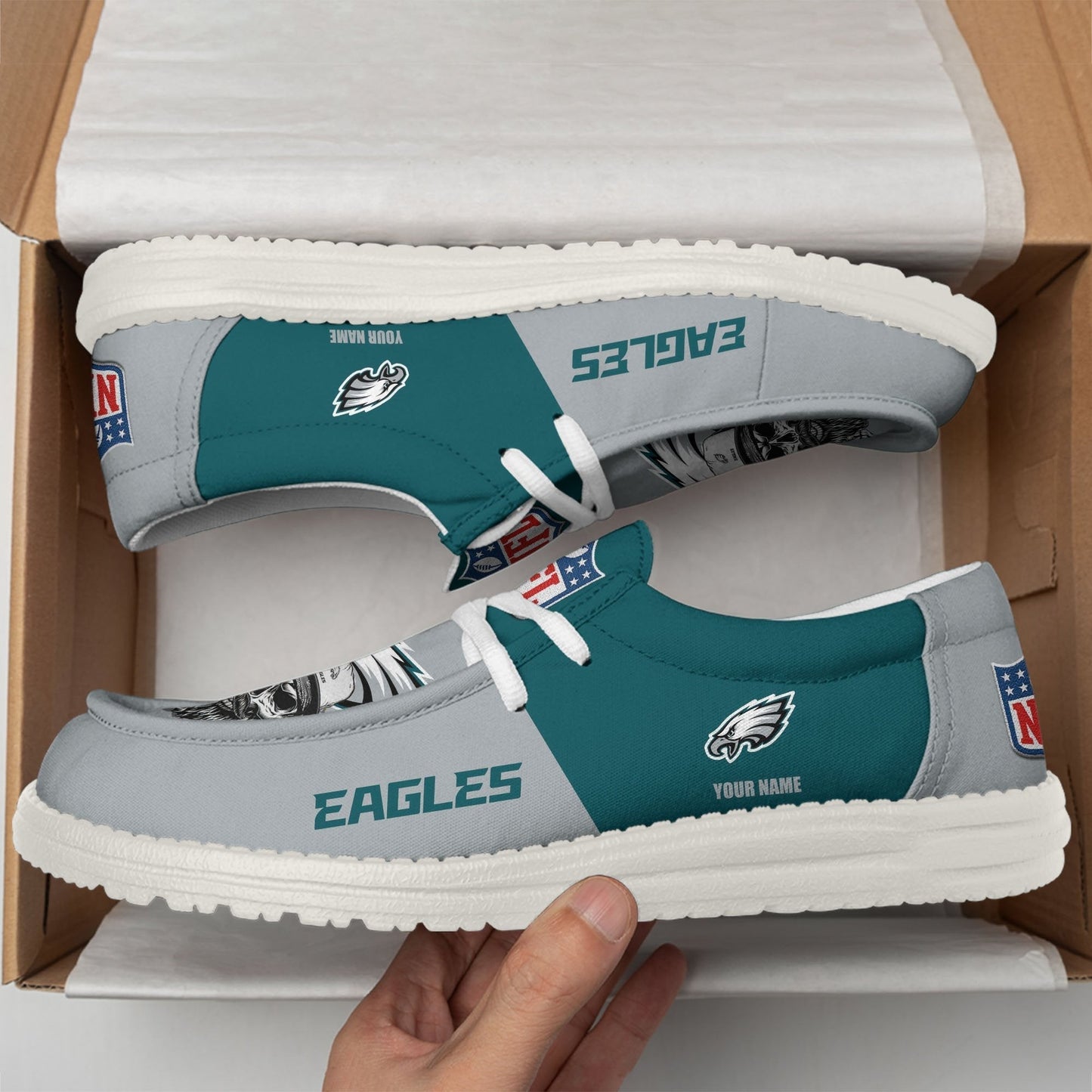 LIMITED EDITION - NEW CUSTOMIZED NFL02 PPE PHILADELPHIA EAGLES LOAFER SHOES