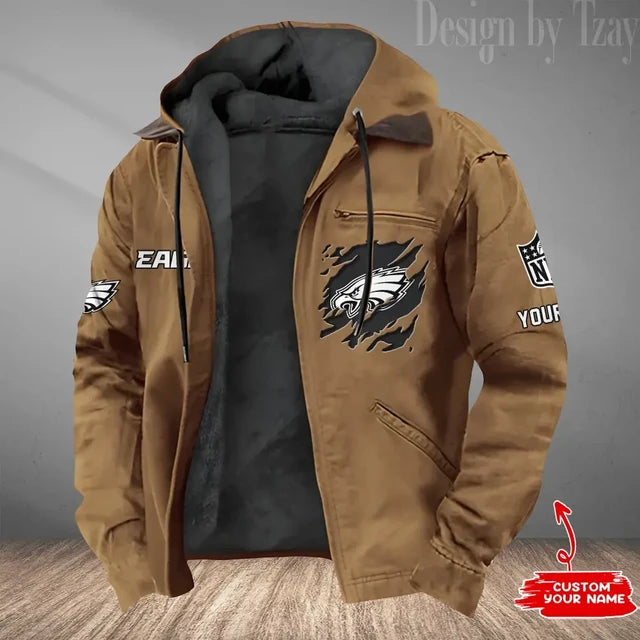 LIMITED EDITION - NEW CUSTOMIZED NFL02 PPE PHILADELPHIA EAGLES HOODED CARDIGAN JACKET