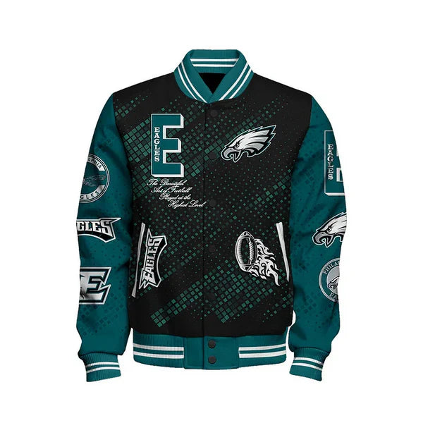 LIMITED EDITION - NEW CUSTOMIZED NFL02 PPE PHILADELPHIA EAGLES SATIN VARSITY JACKET & BASEBALL JACKET
