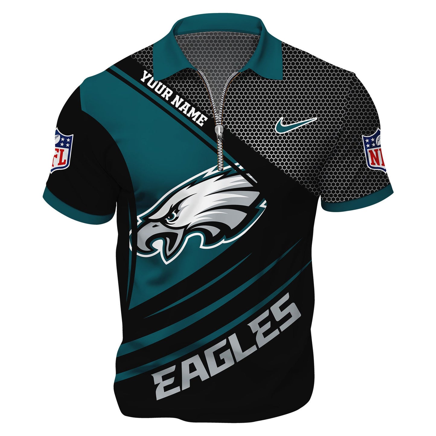 LIMITED EDITION - NEW CUSTOMIZED NFL02 PPE PHILADELPHIA EAGLES HARLEY-DAVIDSON POLO WITH ZIPPER SHIRT