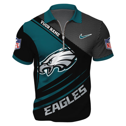 LIMITED EDITION - NEW CUSTOMIZED NFL02 PPE PHILADELPHIA EAGLES HARLEY-DAVIDSON POLO WITH ZIPPER SHIRT