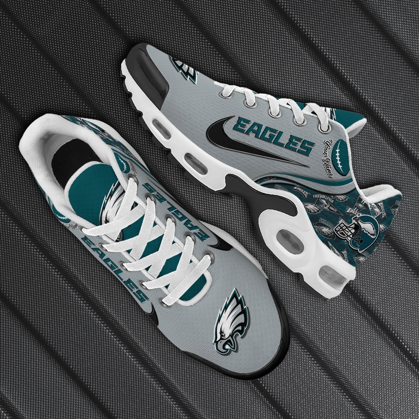 LIMITED EDITION - NEW CUSTOMIZED NFL02 PPE PHILADELPHIA EAGLES UNISEX AIR MAX PLUS SNEAKERS