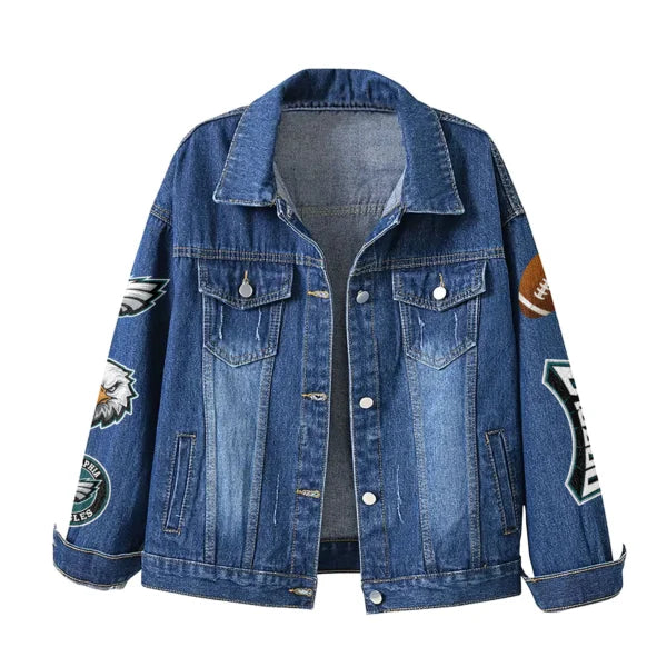 LIMITED EDITION - NEW CUSTOMIZED NFL02 PPE PHILADELPHIA EAGLES DENIM JACKET