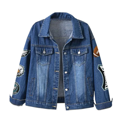 LIMITED EDITION - NEW CUSTOMIZED NFL02 PPE PHILADELPHIA EAGLES DENIM JACKET