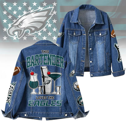 LIMITED EDITION - NEW CUSTOMIZED NFL02 PPE PHILADELPHIA EAGLES DENIM JACKET