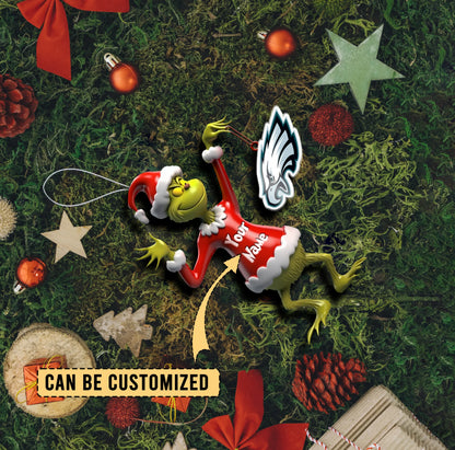 LIMITED EDITION - NEW CUSTOMIZED NFL02 PPE PHILADELPHIA EAGLES THE GRINCH ACRYLIC ORNAMENT