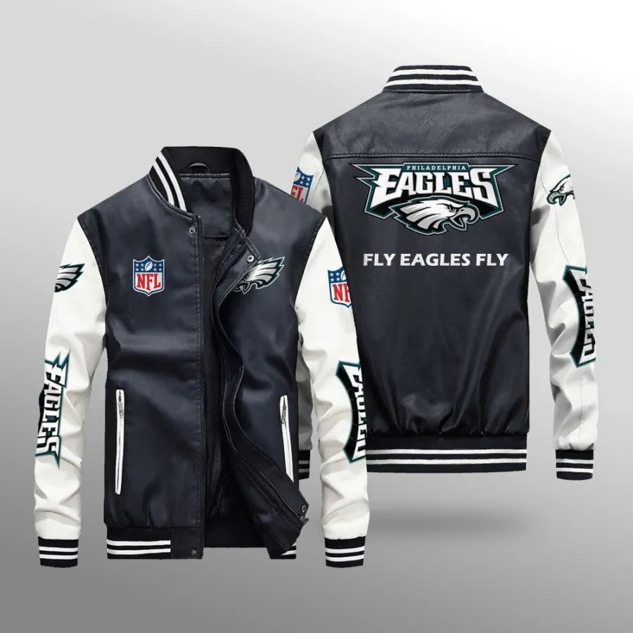LIMITED EDITION - NEW CUSTOMIZED NFL02 PPE PHILADELPHIA EAGLES LEATHER BOMBER JACKET