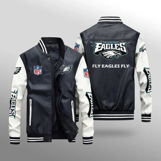 LIMITED EDITION - NEW CUSTOMIZED NFL02 PPE PHILADELPHIA EAGLES LEATHER BOMBER JACKET