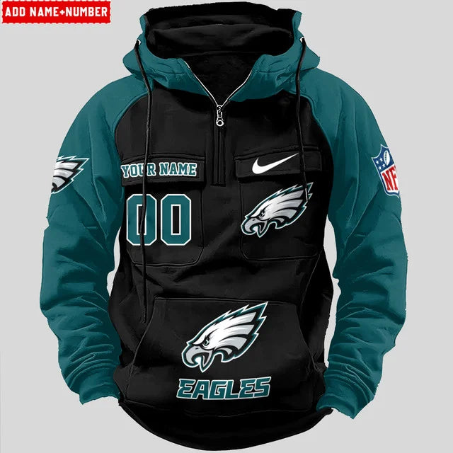 LIMITED EDITION - NEW CUSTOMIZED NFL02 PPE PHILADELPHIA EAGLES QUARTER ZIP HOODIE