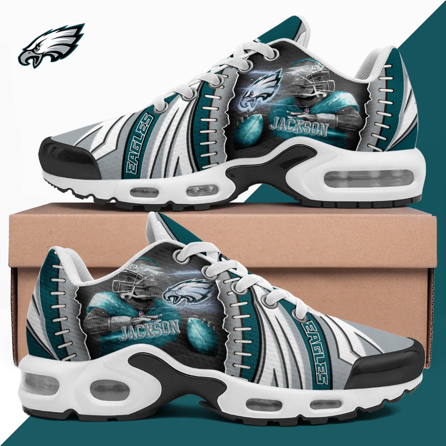 LIMITED EDITION - NEW CUSTOMIZED NFL02 PPE PHILADELPHIA EAGLES UNISEX AIR MAX PLUS SNEAKERS