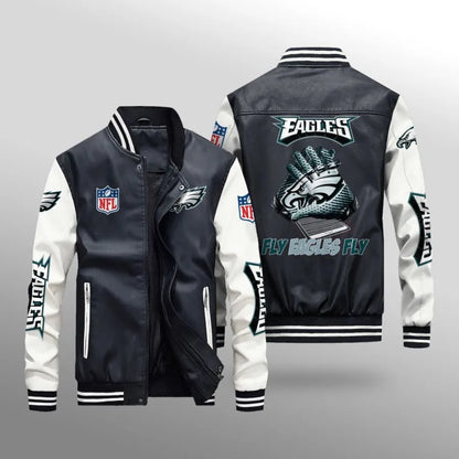 LIMITED EDITION - NEW CUSTOMIZED NFL02 PPE PHILADELPHIA EAGLES LEATHER BOMBER JACKET