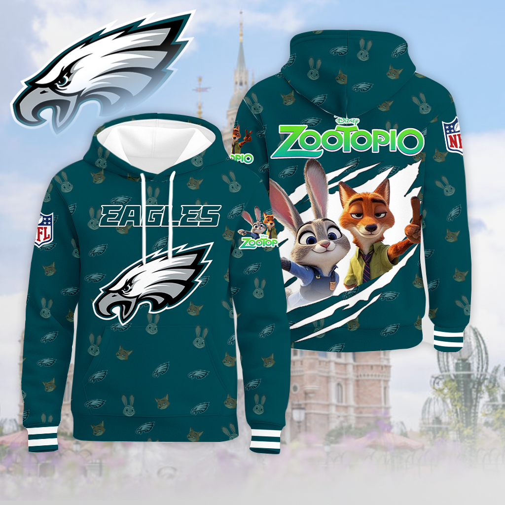 LIMITED EDITION - NEW CUSTOMIZED NFL02 PPE PHILADELPHIA EAGLES & ZOOTOPIA UNISEX T-SHIRT, POLO, HOODIE & JACKETS