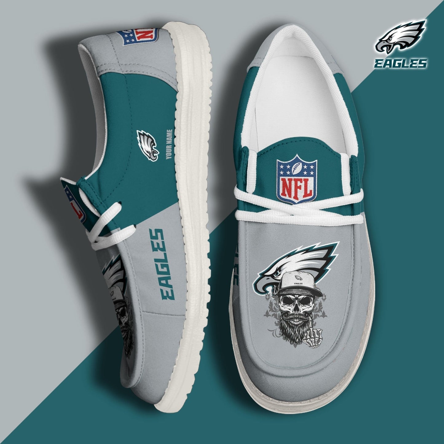 LIMITED EDITION - NEW CUSTOMIZED NFL02 PPE PHILADELPHIA EAGLES LOAFER SHOES