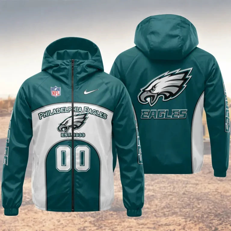 LIMITED EDITION - NEW CUSTOMIZED NFL02 PPE PHILADELPHIA EAGLES WINDBREAKER JACKET