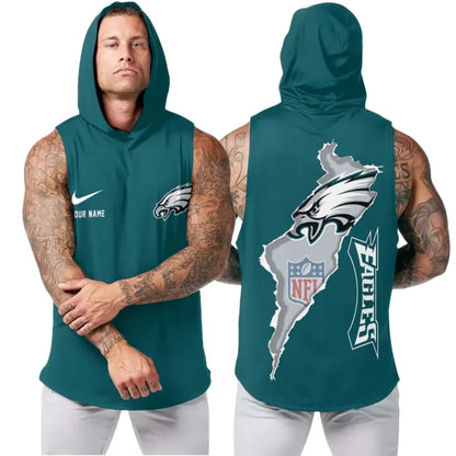 LIMITED EDITION - NEW CUSTOMIZED NFL02 PPE PHILADELPHIA EAGLES HOODED TANK TOP