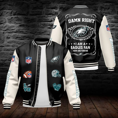LIMITED EDITION - NEW CUSTOMIZED NFL02 PPE PHILADELPHIA EAGLES LEATHER BOMBER JACKET