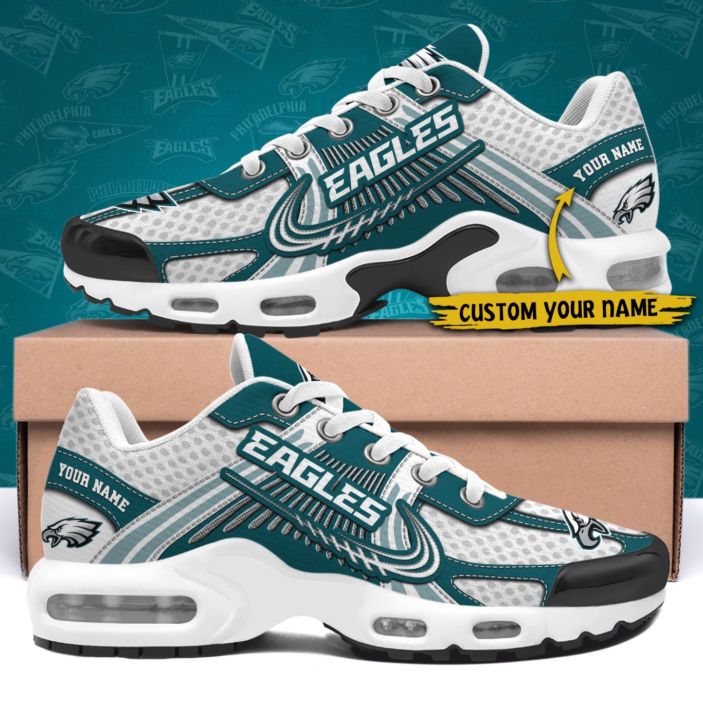 LIMITED EDITION - NEW CUSTOMIZED NFL02 PPE PHILADELPHIA EAGLES UNISEX AIR MAX PLUS SNEAKERS