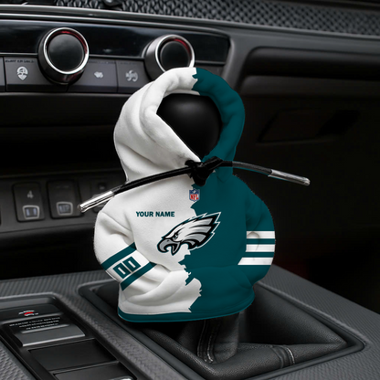 LIMITED EDITION - NEW CUSTOMIZED NFL02 PPE PHILADELPHIA EAGLES CAR HOODIE SHIFT KNOB