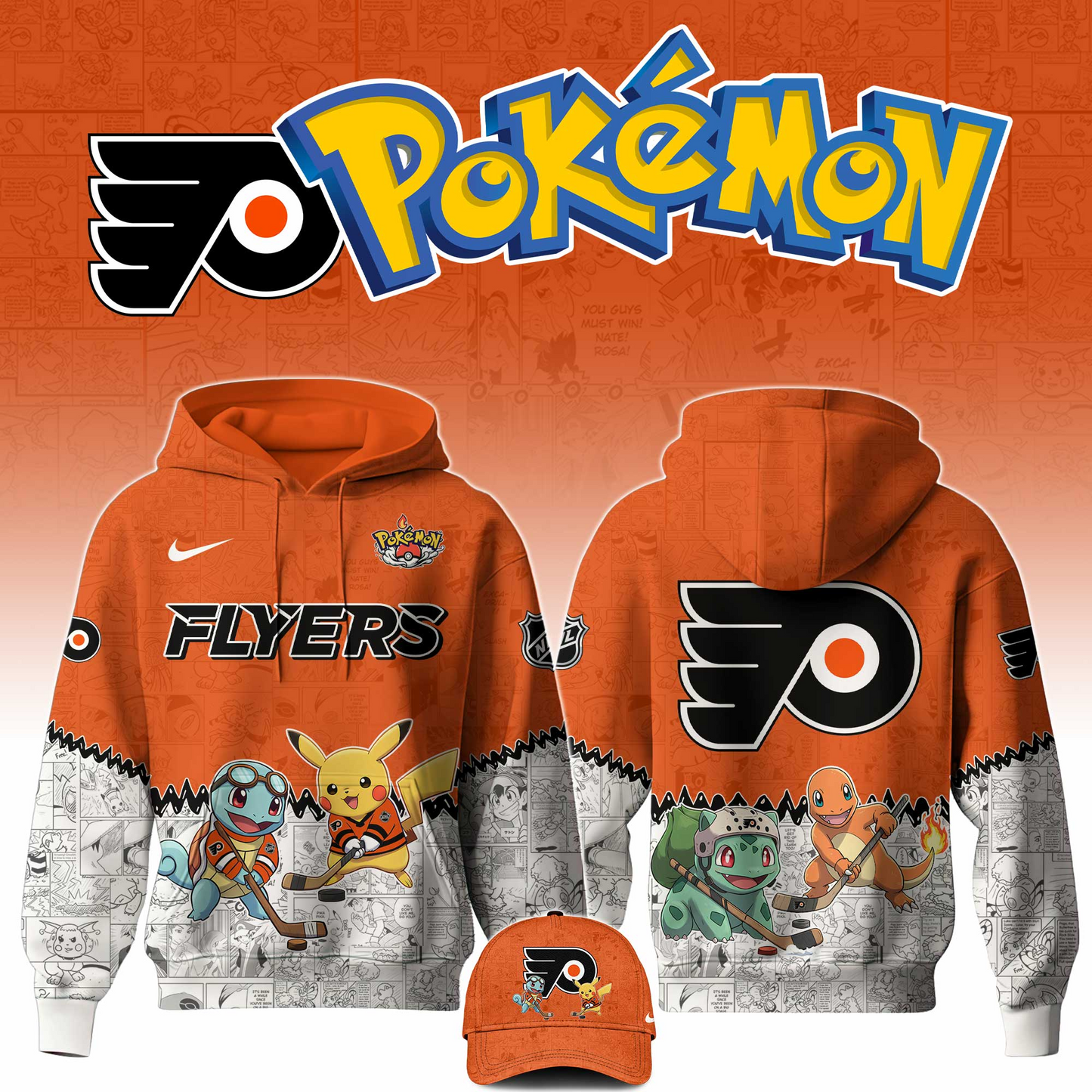 LIMITED EDITION - NEW CUSTOMIZED NHL27 PPF PHILADELPHIA FLYERS X POKÉMON T-SHIRT, SWEATSHIRT, HOODIE & ZIP HOODIE