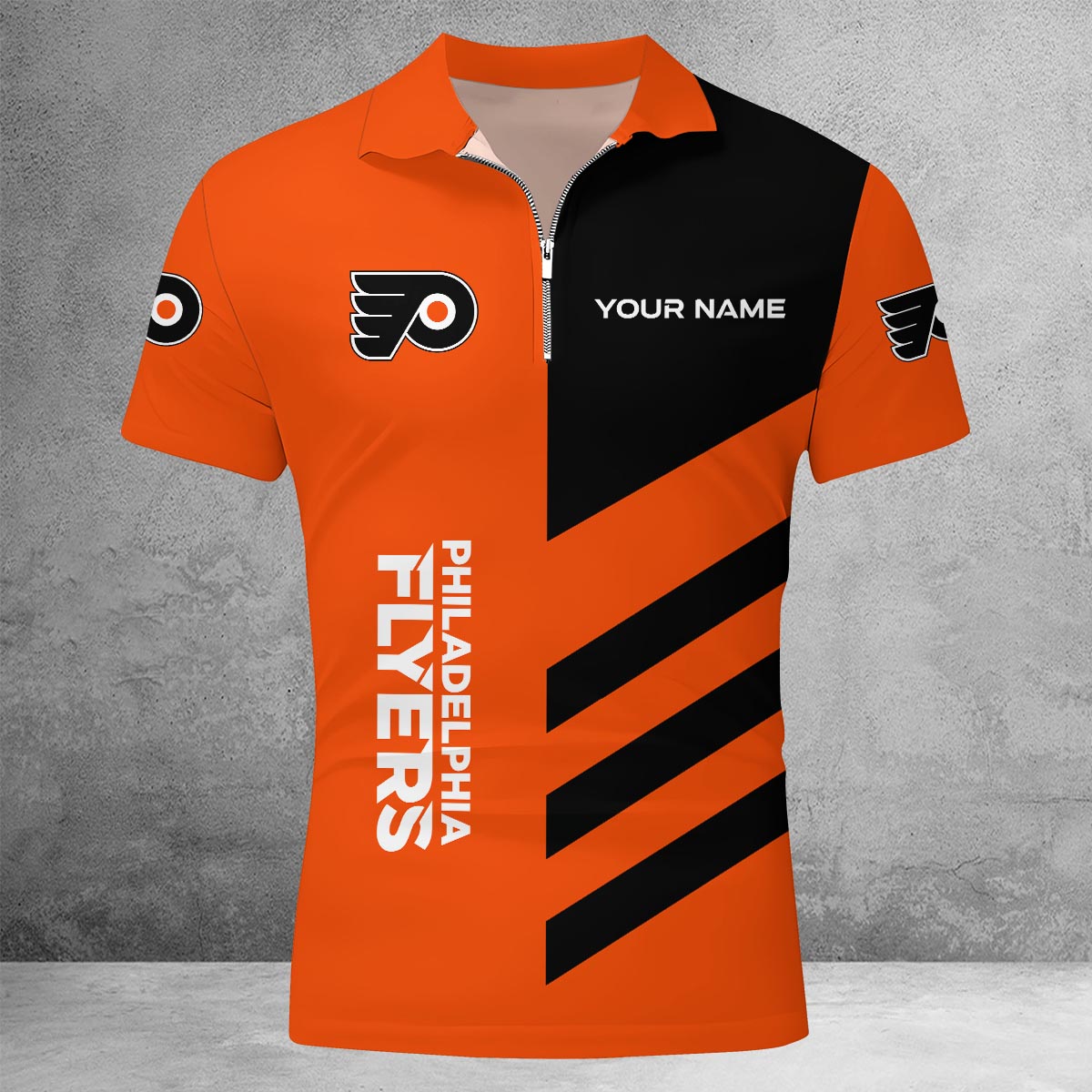 LIMITED EDITION - NEW CUSTOMIZED NHL27 PPF PHILADELPHIA FLYERS ZIP POLO SHIRT