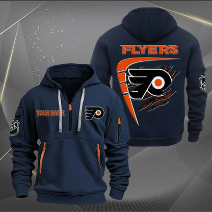 LIMITED EDITION - NEW CUSTOMIZED NHL27 PPF PHILADELPHIA FLYERS QUARTER ZIP HOODIE