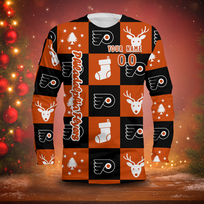 LIMITED EDITION - NEW CUSTOMIZED NHL27 PPF PHILADELPHIA FLYERS LONG SLEEVED T-SHIRT