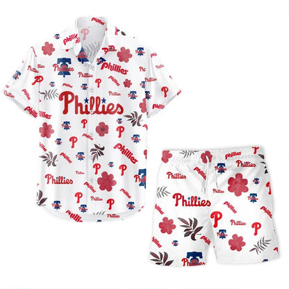 LIMITED EDITION - NEW CUSTOMIZED MLB11 PPS PHILADELPHIA PHILLIES UNISEX HAWAIIAN SHIRT & SHORTS SET