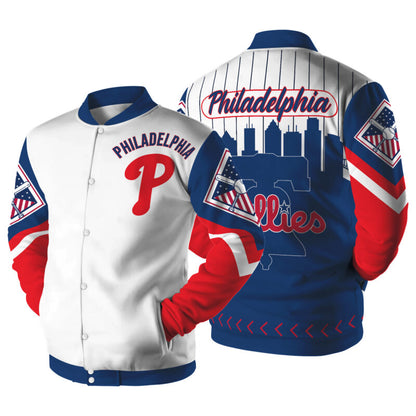 LIMITED EDITION - NEW CUSTOMIZED MLB11 PH PHILLIES SATIN VARSITY & BASEBALL JACKET