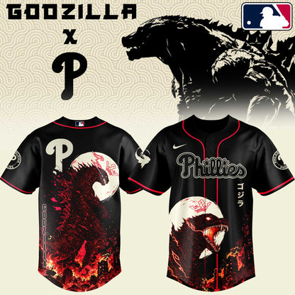 LIMITED EDITION - NEW CUSTOMIZED MLB11 PPS PHILADELPHIA PHILLIES x GODZILLA BASEBALL JERSEY & CAP