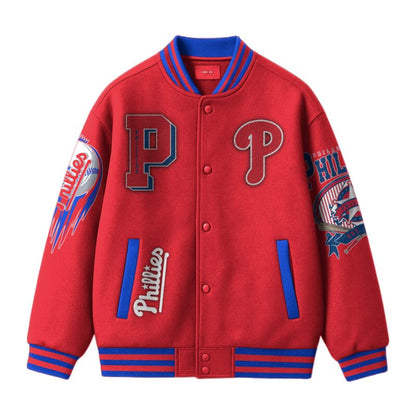 LIMITED EDITION - NEW CUSTOMIZED MLB11 PH PHILLIES SATIN VARSITY & BASEBALL JACKET