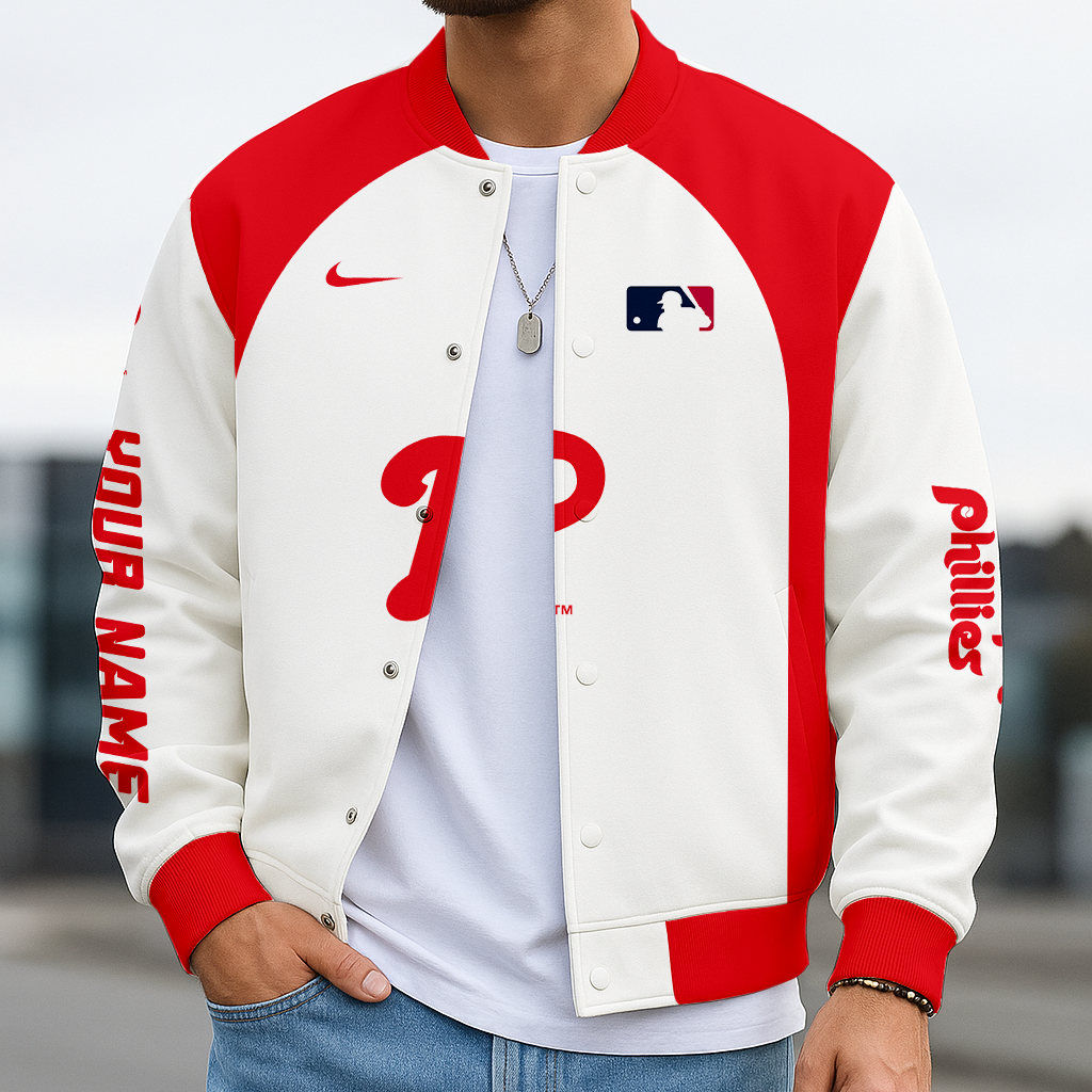 LIMITED EDITION - NEW CUSTOMIZED MLB11 PPS PHILADELPHIA PHILLIES BASEBALL JACKET, SATIN VARSITY JACKET