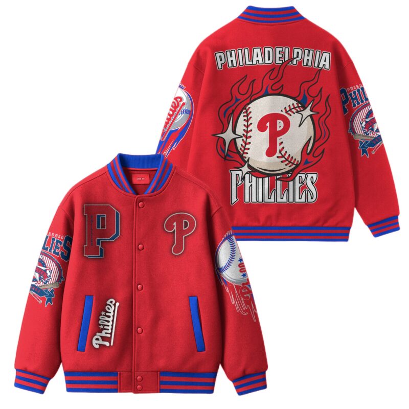 LIMITED EDITION - NEW CUSTOMIZED MLB11 PH PHILLIES SATIN VARSITY & BASEBALL JACKET