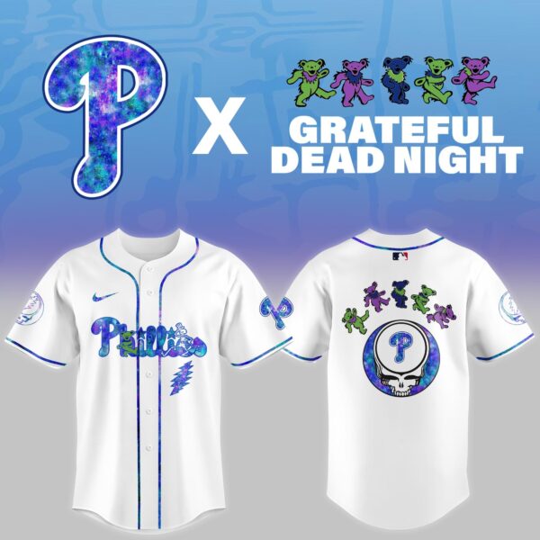 LIMITED EDITION - NEW CUSTOMIZED MLB11 PH PHILLIES x GRATEFUL DEAD BASEBALL JERSEY