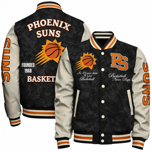 LIMITED EDITION - NEW CUSTOMIZED NBA21 PSU PHOENIX SUNS BASEBALL JACKET, SATIN VARSITY JACKET