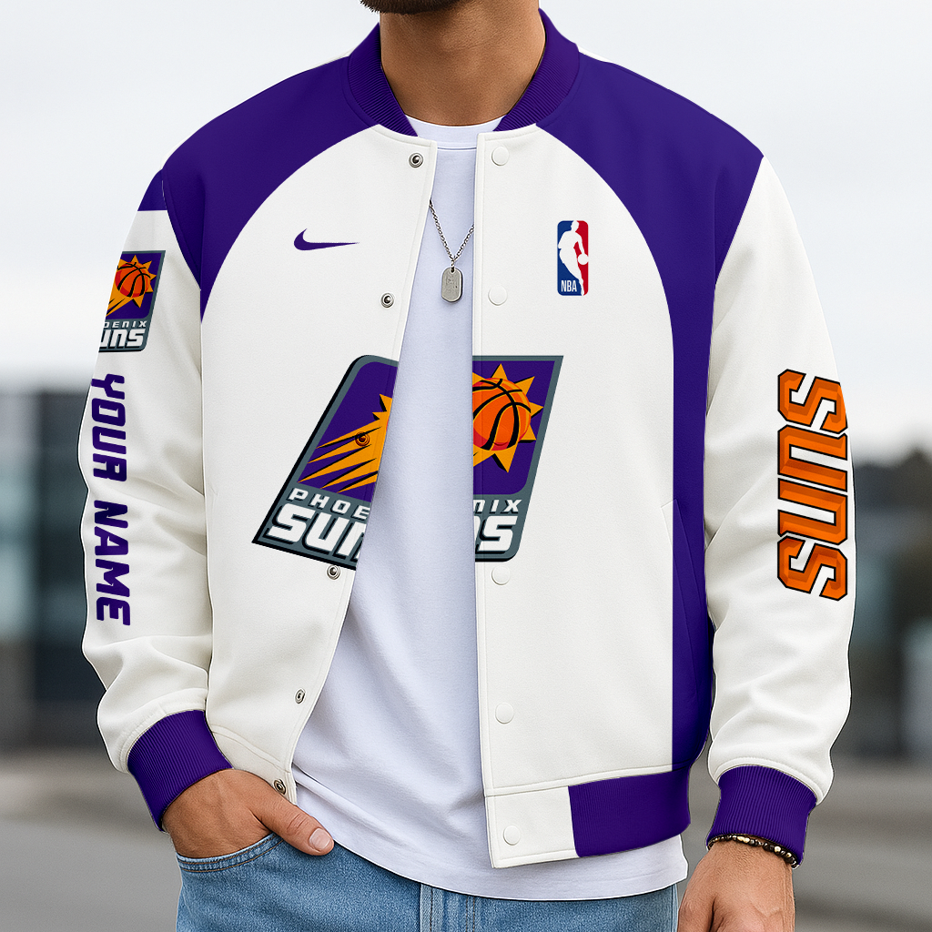 LIMITED EDITION - NEW CUSTOMIZED NBA21 PS PHOENIX SUNS BASEBALL JACKET, SATIN VARSITY JACKET